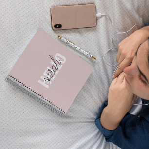 Modern Pastell Pink Hallo und Sie nennen Notizbuch