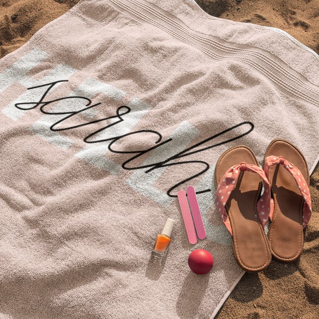 Modern Pastell Pink Hallo und Sie nennen Strandtuch (Von Creator hochgeladen)
