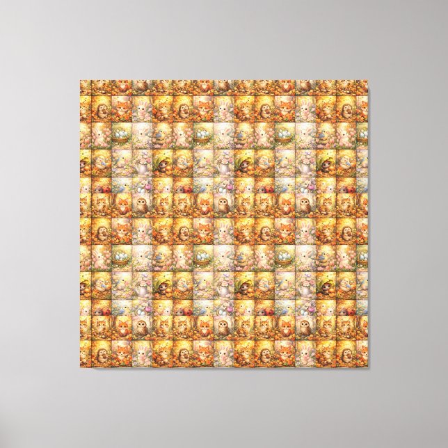 Modern Patchwork Pattern Collage Leinwanddruck (Vorderseite)