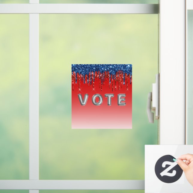 Modern Patriotic Glitter Drip Vote Fensteraufkleber (Zuhause)