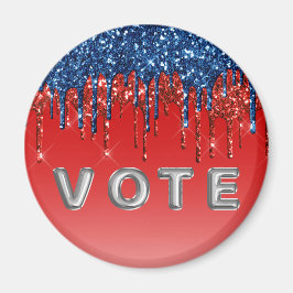 Modern Patriotic Glitter Drip  Vote Magnet