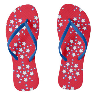 Modern Patriotic Red White Blue Stars Flip Flops