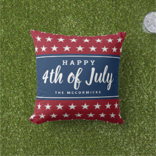 Modern Patriotic Stars Streifen 4. Juli Monogramm Kissen