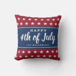 Modern Patriotic Stars Streifen 4. Juli Monogramm Kissen