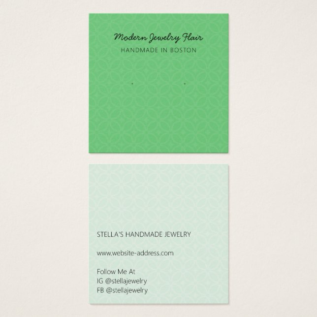 Modern Pattern Green Earring Display Card (Vorne & Hinten)