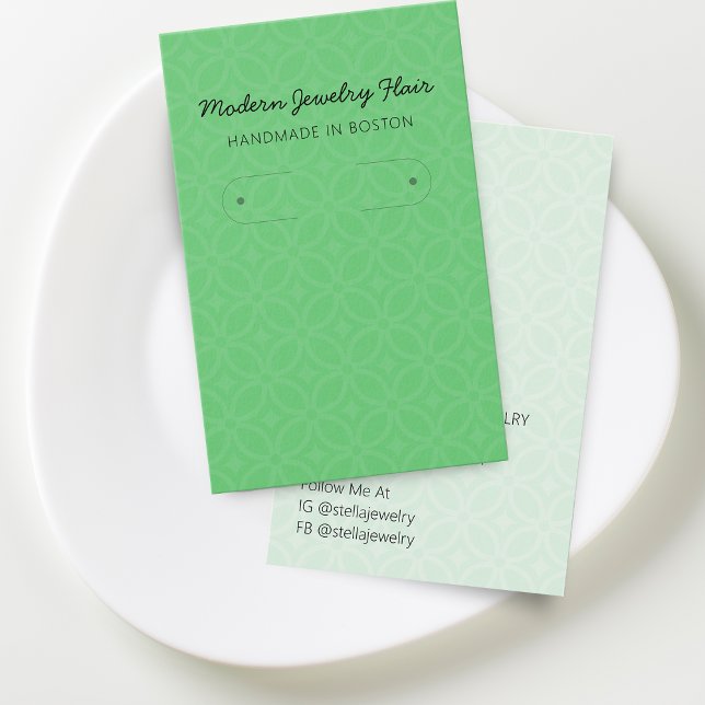 Modern Pattern Green Hoop Earring Display Card (Modern Pattern Red Hoop Earring Display Card)