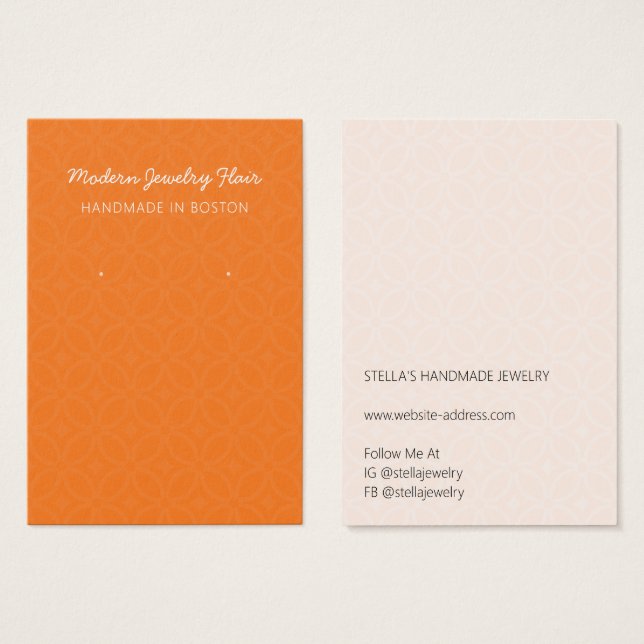 Modern Pattern Orange Earring Display Card (Vorne & Hinten)