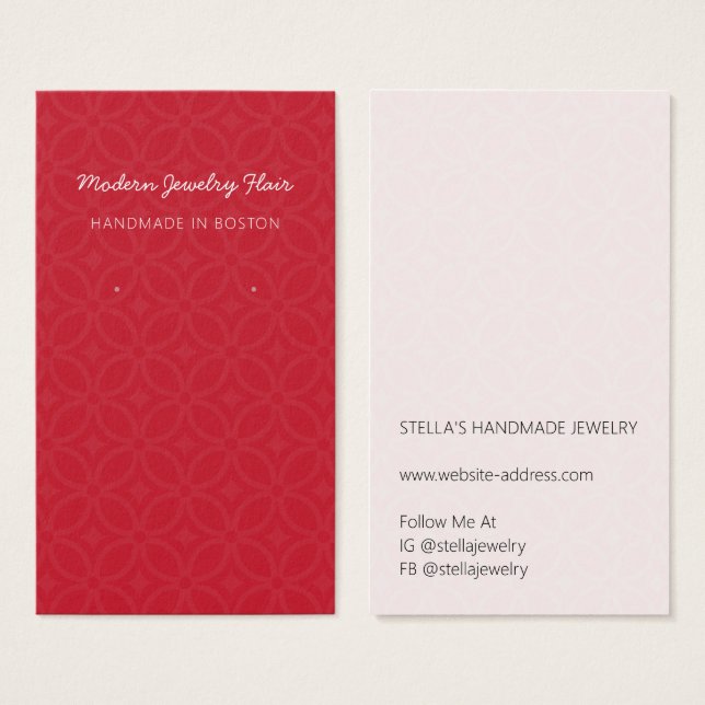 Modern Pattern Red Earring Display Card (Vorne & Hinten)