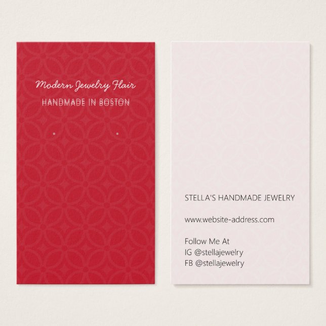 Modern Pattern Red Earring Display Card (Vorne & Hinten)
