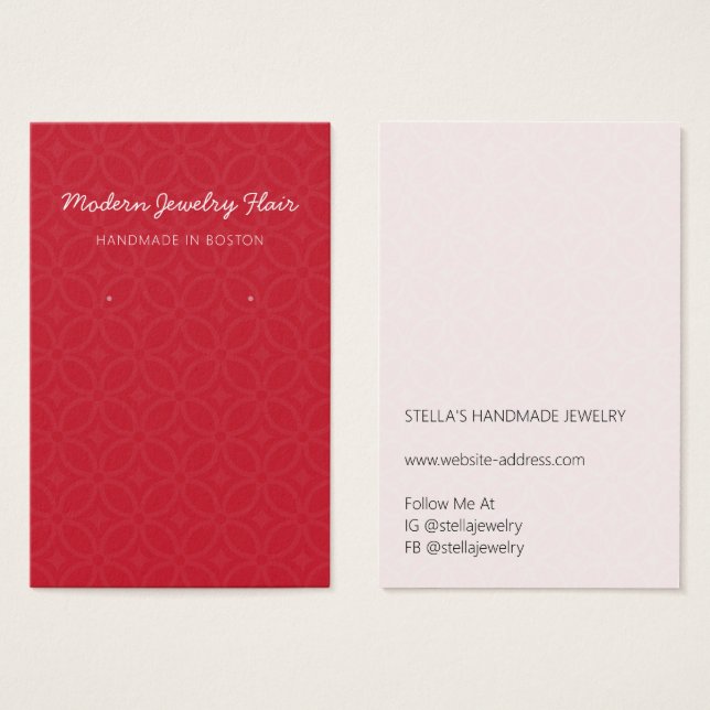 Modern Pattern Red Earring Display Card (Vorne & Hinten)