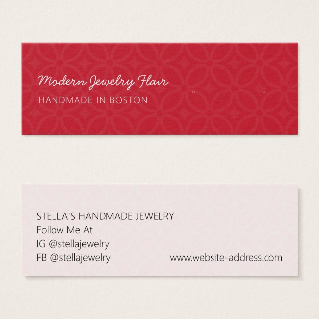 Modern Pattern Red Stud Earring Display Card (Devant & derrière)