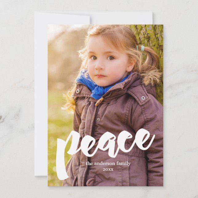 Modern Peace Holiday Foto Card Feiertagskarte (Vorderseite)