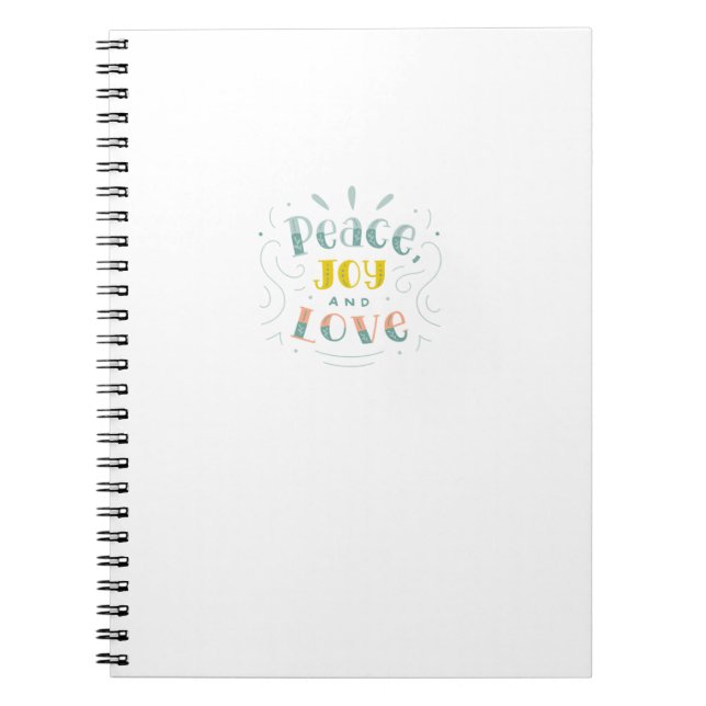 Modern Peace Joy and Liebe Typografy Notebook Notizblock (Vorderseite)