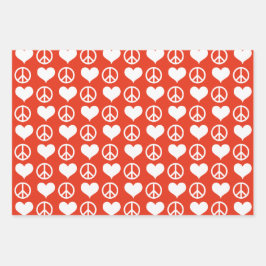 Modern Peace + Liebe Red White Christmas Holiday Geschenkpapier Set