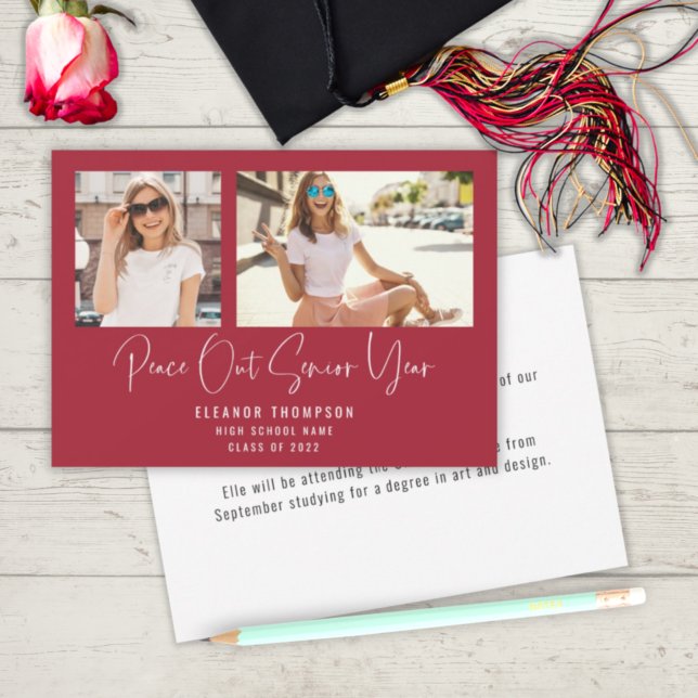 Modern Peace Out 2 Foto 2022 Abschluss Rot Ankündigung (Von Creator hochgeladen)