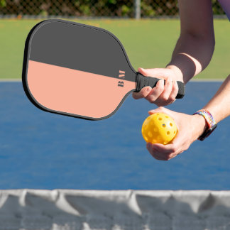 Modern Peach And Dark Gray Monogram Custom Pickleball Schläger
