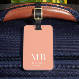 Modern Peach Monogram Gepäckanhänger