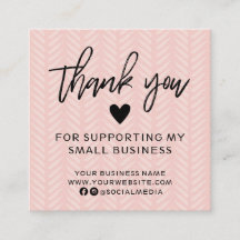 Modern Peach Pink Vielen Dank Square Business Card