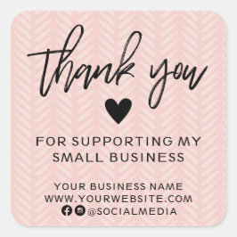 Modern Peach Pink Vielen Dank Square Sticker
