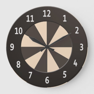 Modern Peach Rays any Color Black Digits Circle Große Wanduhr