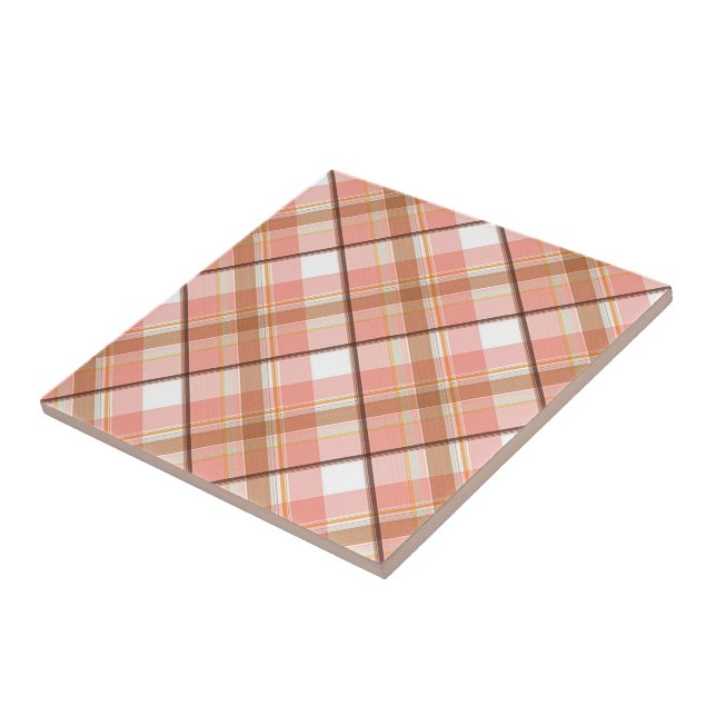 Modern Peach Red Orange White Brown Kariertes Must Fliese (Seite)