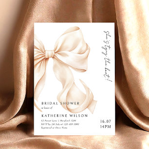 Modern Peach Tan Bow Brautparty Einladung
