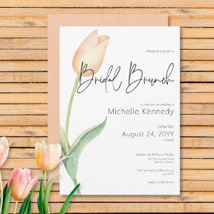 Modern Peach Tulip Solo Bridal Brunch Einladung