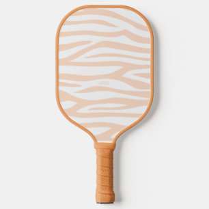 Modern Peachy Orange Zebra Print Personalisiert Pickleball Schläger