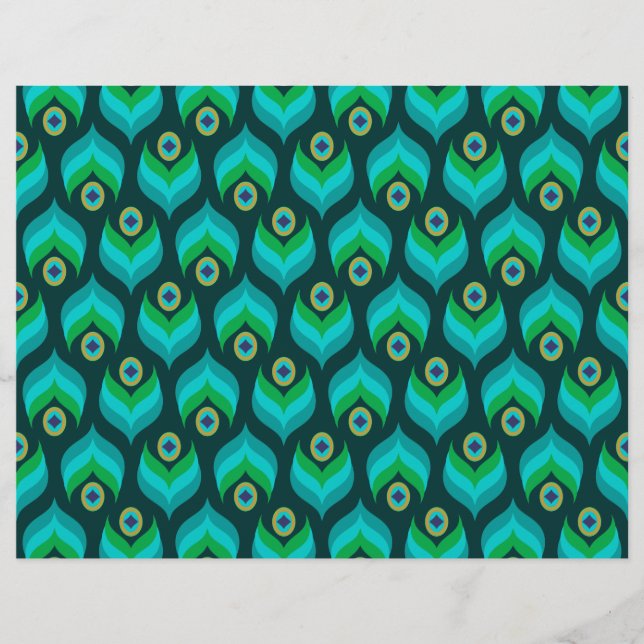 Modern Peacock Feather Pattern Party Paper (Vorderseite)