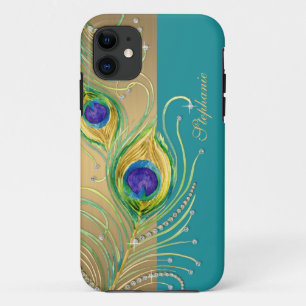 Modern Peacock Feathers Imitate Jewel Scroll Swirl title_seo2