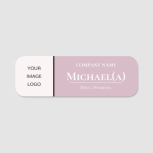 Modern Pearl White & Rose Quarz Pink Company LOGO Namensschild