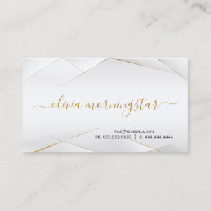 Modern Pearl White und Gold Geometric Visitenkarte