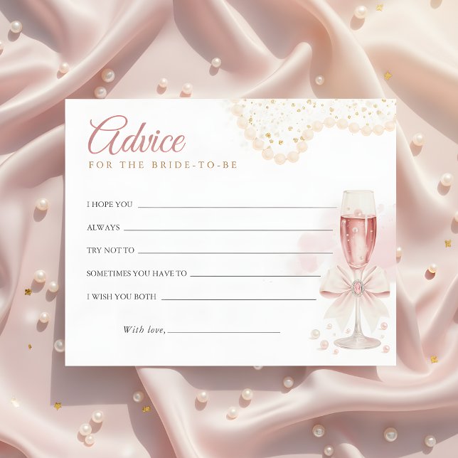Modern Pearls & Prosecco Bridal Shower Advice Card (Von Creator hochgeladen)