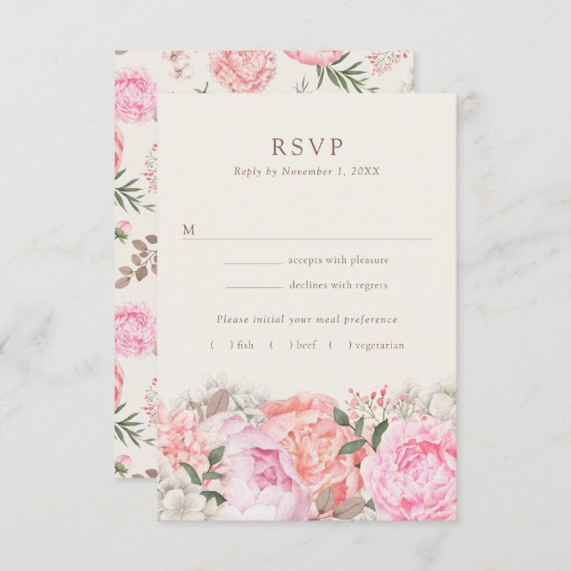 Modern Peony RSVP Cards (Vorne/Hinten)