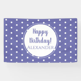 Modern Periwinkle Polka Dots Happy Birthday Banner