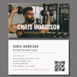 Modern Personal Trainer Fitness Photo QR Code Visitenkarte