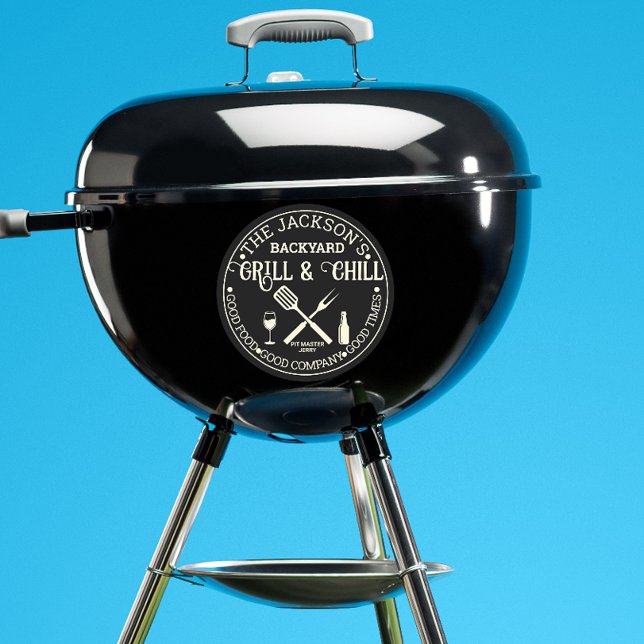 Modern personalisierte Pitmaster-Circle-Logos Runder Aufkleber (Modern grill sticker)