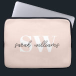 Modern Personalisierter Monogramm Name Rosa Laptopschutzhülle<br><div class="desc">Modern Personalisierter Monogramm Name Rosa Notebookschlauch</div>