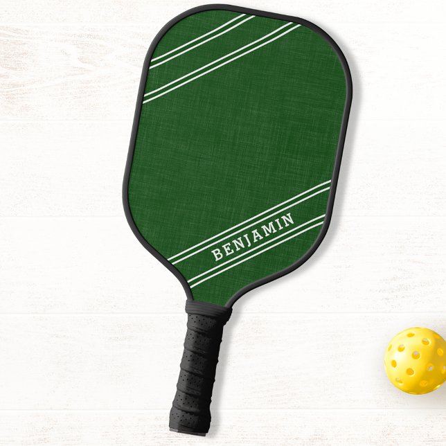 Modern Personalisierter Name für den grünen, weiße Pickleball Schläger (Von Creator hochgeladen)