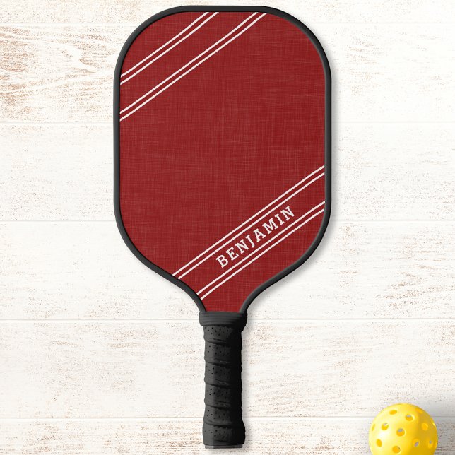 Modern Personalisierter Name in Red White Player Pickleball Schläger (Von Creator hochgeladen)