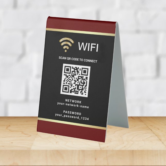 Modern Personalisierter QR-Code Wifi-Netzwerkkennw Tischaufsteller (Von Creator hochgeladen)