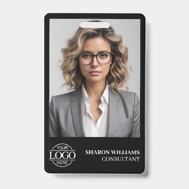 Modern Personalisiertes Mitarbeiter-Foto-Firmenlog Ausweis (Vorderseite)