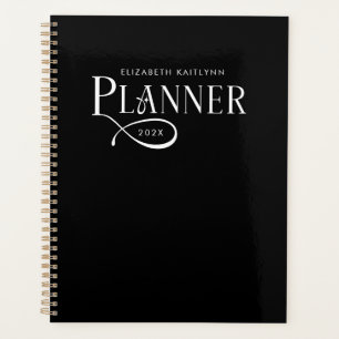 Modern Personalisiertes Schwarz und Weiß Planer