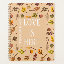 Modern personalized autumn pattern brown chic planer