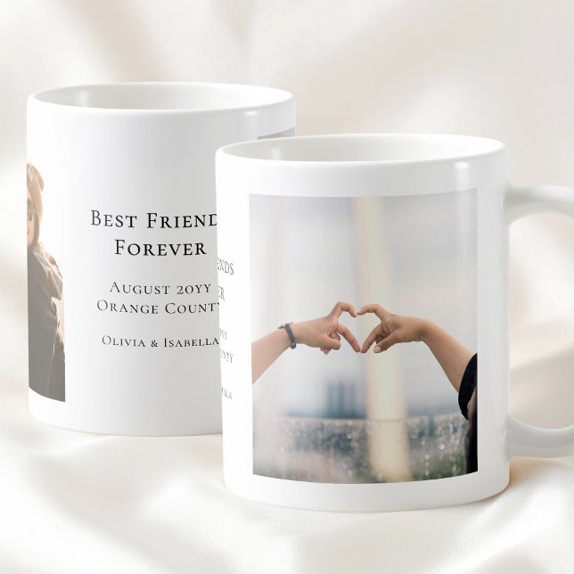 Modern Personalized Best Friends Forever 2 Photo Kaffeetasse (Modern Personalized Best Friends Forever 2 Photo Coffee Mug)