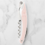 Modern Personalized Bridesmaid's Monogram and Name Kellnermesser<br><div class="desc">Modern Personalized Bridesmaid's Monogram and Name Gifts This design features personalized bridesmaid's name in white modern handwriting script font style and monogram in blush pink modern sans serif font style as background, with wedding details in white modern sans serif font style, on blush pink background. Also perfect for maid of...</div>