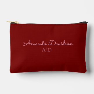 Modern Personalized Deep Red Pink  Zubehörtasche