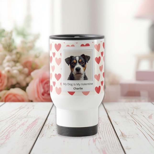 Modern Personalized Dog Valentine Travel Mug Reisebecher (Von Creator hochgeladen)