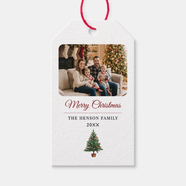Modern Personalized Family Photo Christmas  Geschenkanhänger (Vorderseite)