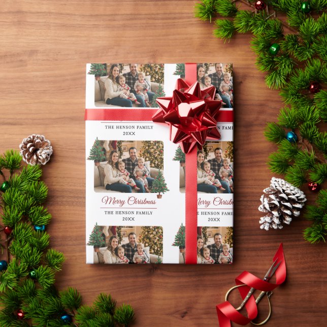 Modern Personalized Family Photo Christmas  Geschenkpapier (Feiertagsgeschenk)